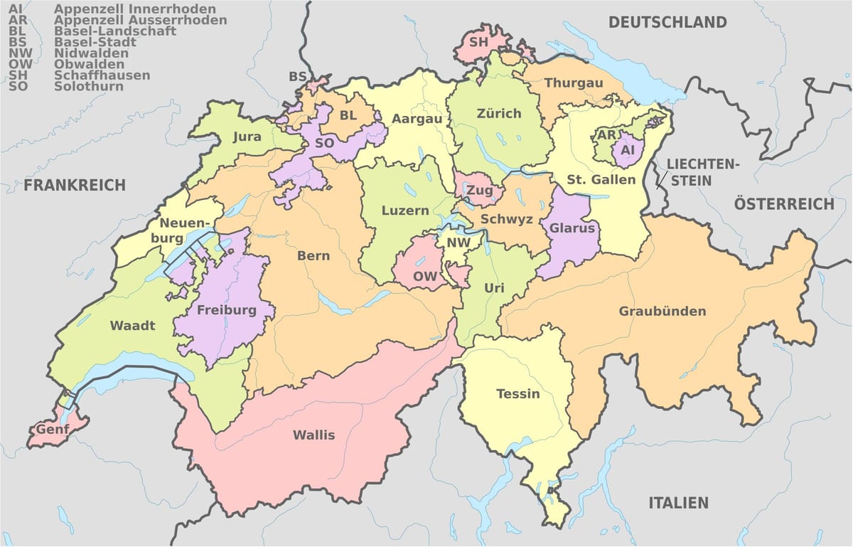 mapa suitza eta inguruetan
