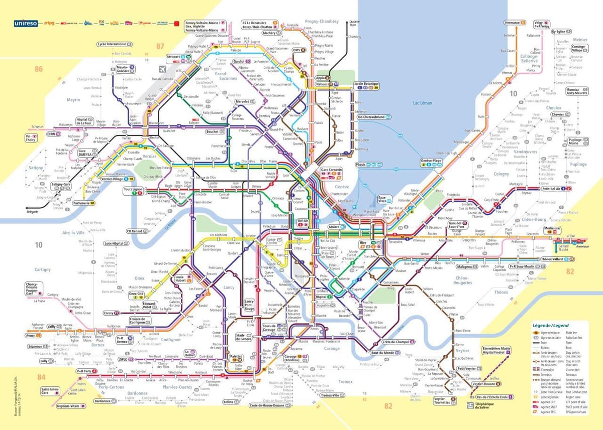 mapa genevan (suitza) autobusa