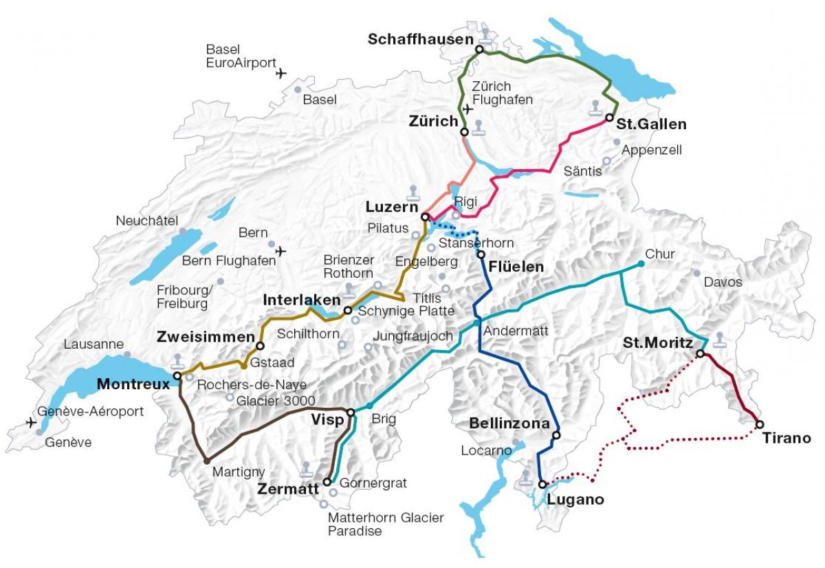 suitza eszeniko tren ibilbide mapa