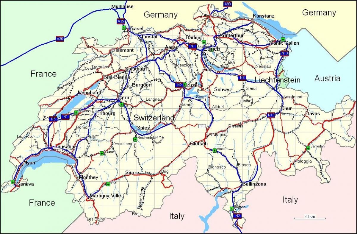 mapa suitza mendiak