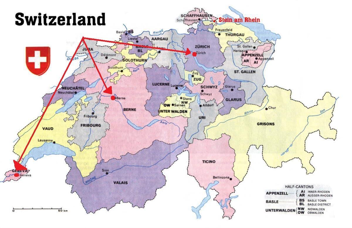 mapa zurich, suitza mapa europan