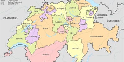 Mapa suitza eta inguruetan