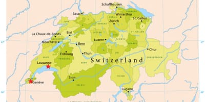 Mapa lake geneva, suitza