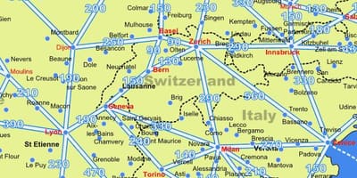Mapa suitza mapa distantziak